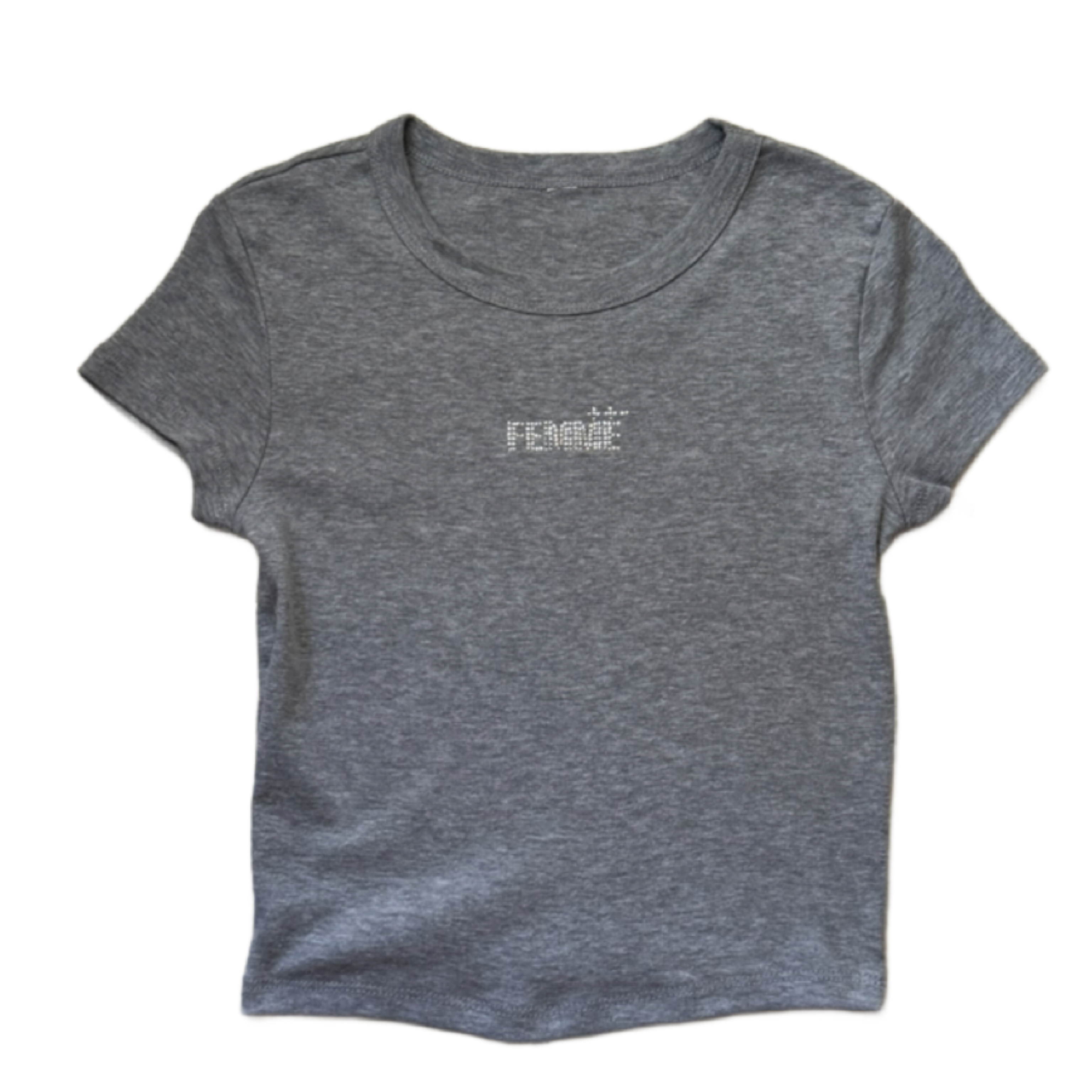 Grey Crystal Baby Tee image 0